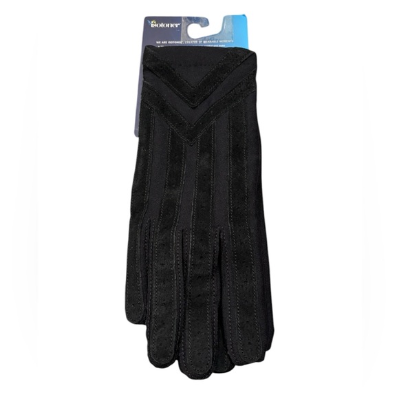 Isotoner Black‎ Gloves with Suede Strip - Style #A24028 - Picture 1 of 5